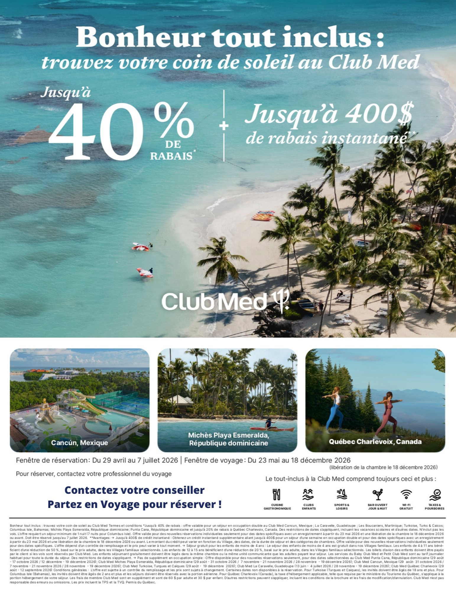 Promotion Club Med Bonheur tout inclus avec Partez en Voyage