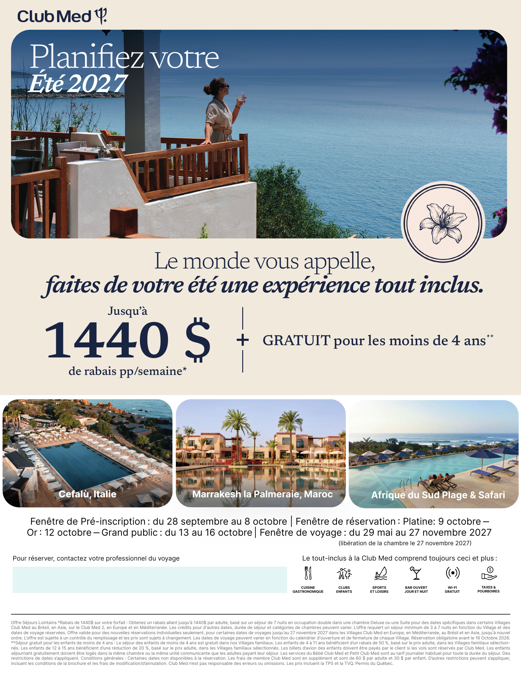 Planifiez votre &eacute;t&eacute; 2027