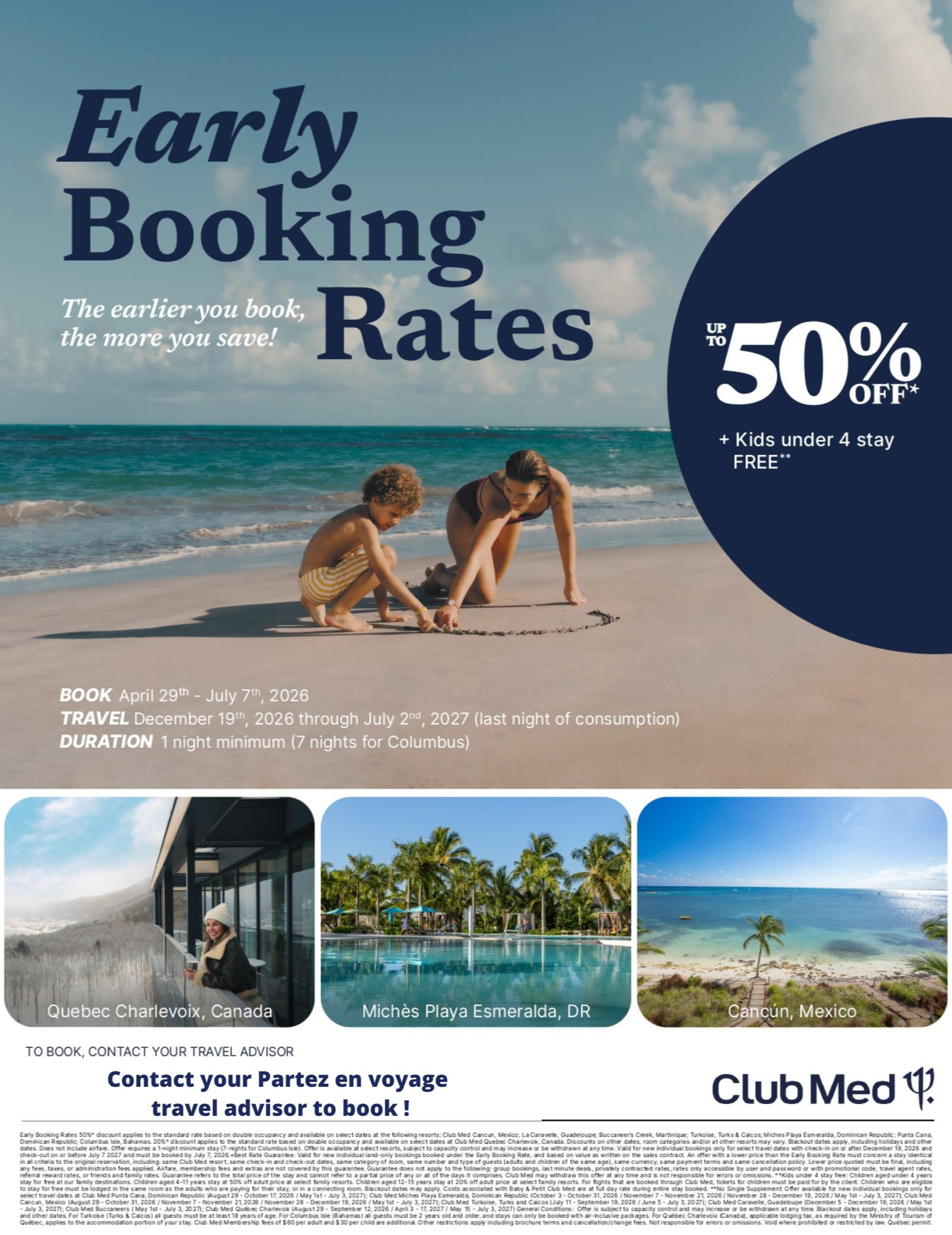 Club Med Promotion Early booking rates with Partez en Voyage