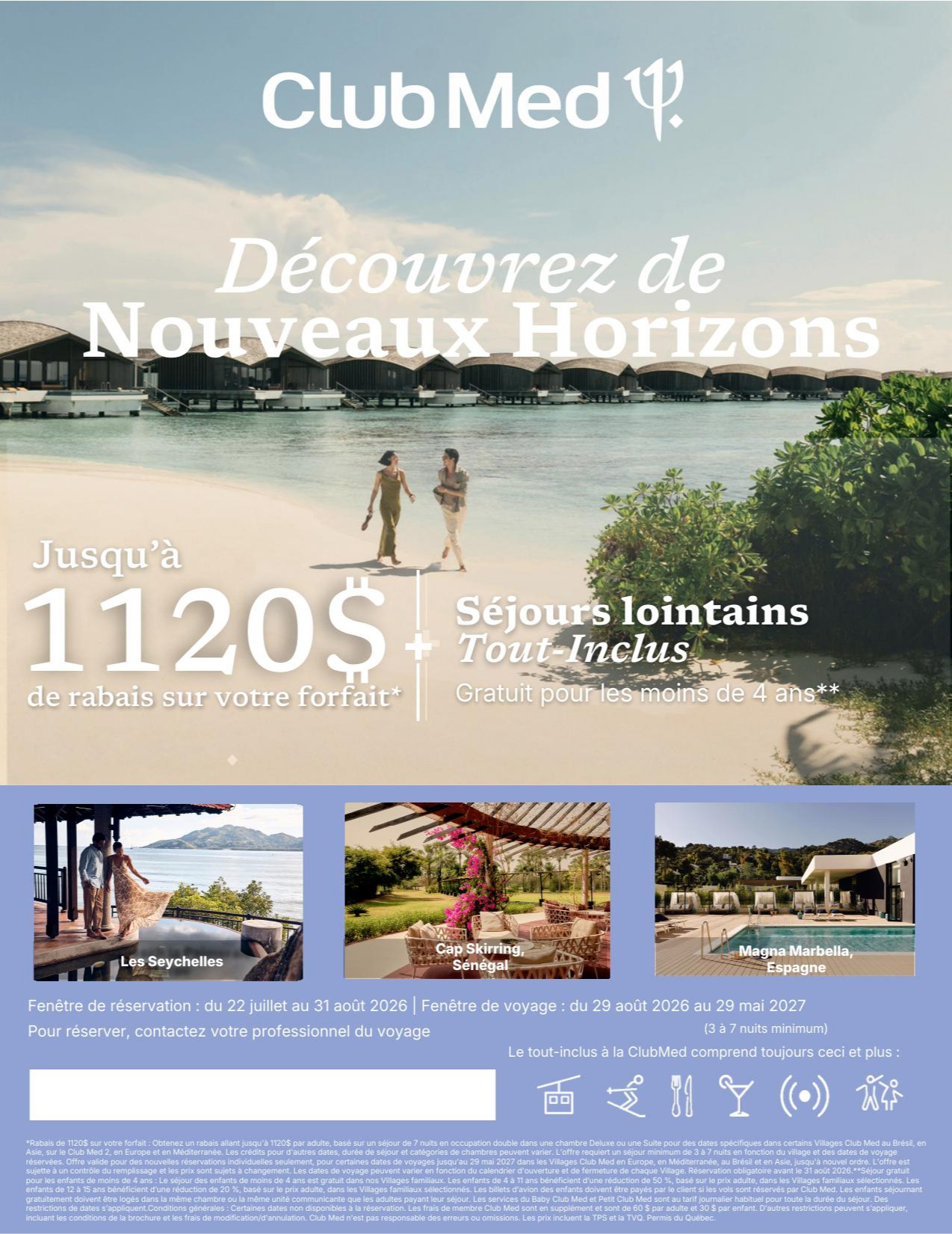 Promotions Club Med Offre Découvrez de nouveaux horizons Jusqu
