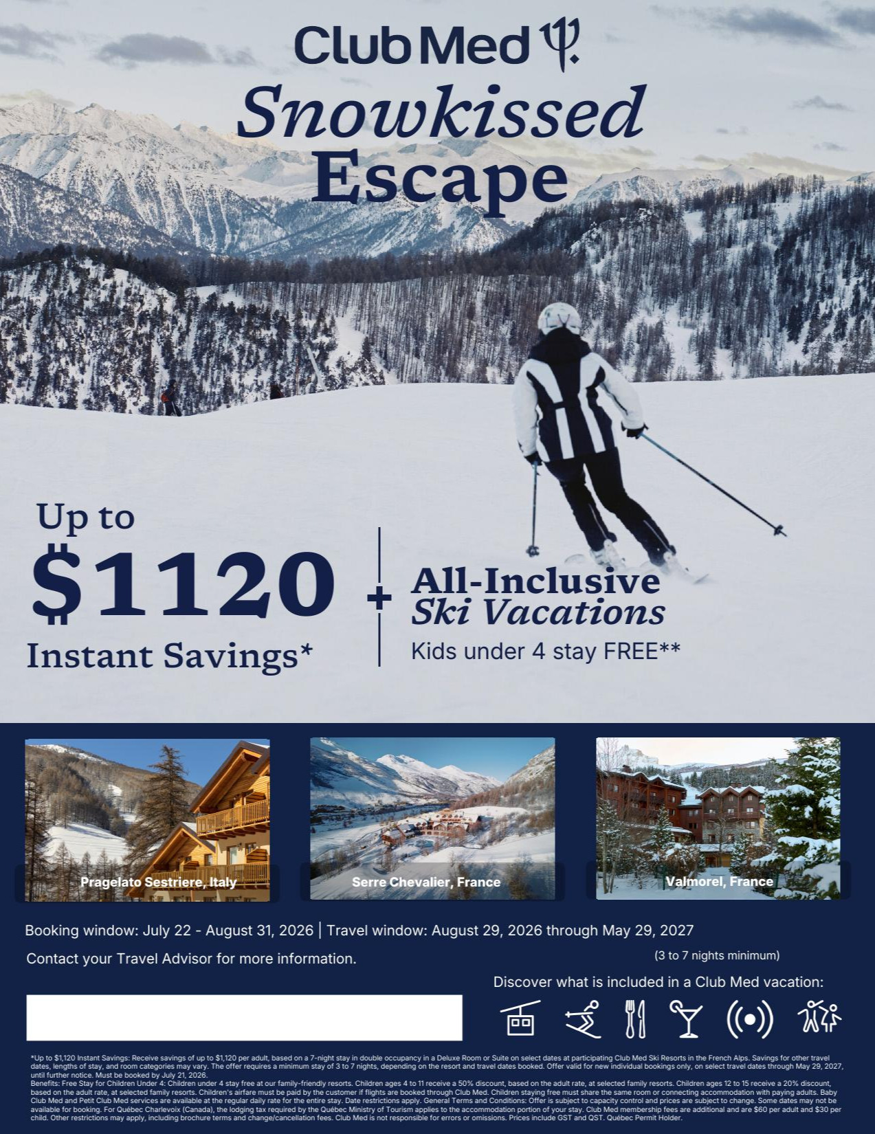 Club Med Vacations Promotion Snowkissed Escape Up to 1120$ Instant Savings off with Partez en Voyage Club Med Vacations Promotion Snowkissed Escape Up to 1120$ Instant Savings off with Partez en Voyage