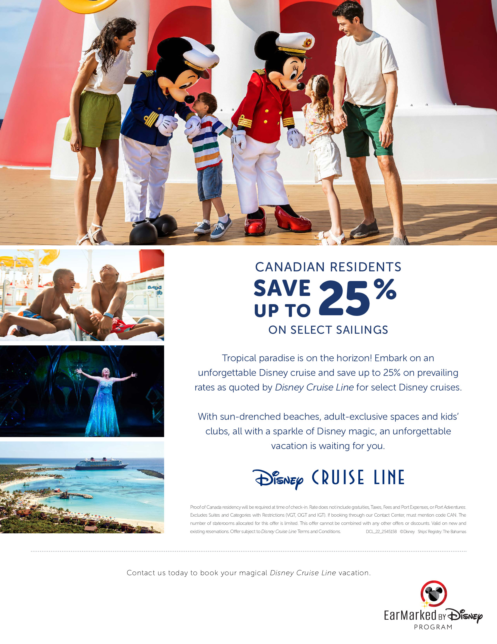 Canadian Residents - Save up to 25% on select Disney Cruise Line sailings