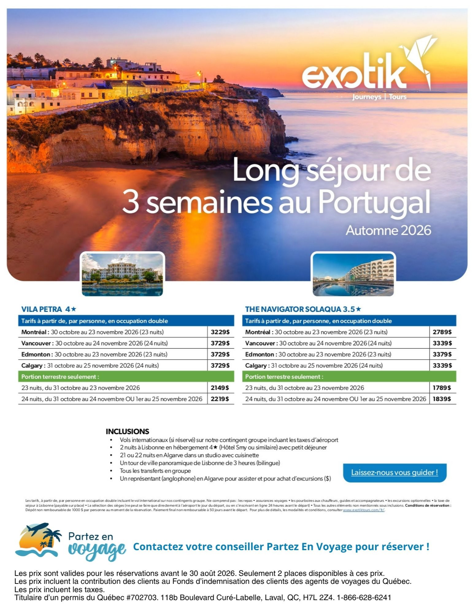 Exotik promotion Long stay in 2027 with Partez en Voyage