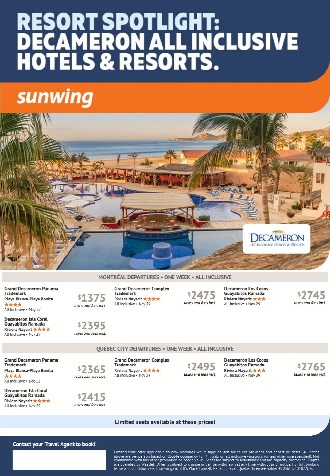 Sunwing Promotion Resort Spotlight : Decameron all inclusive hotels & resorts with Partez en Voyage