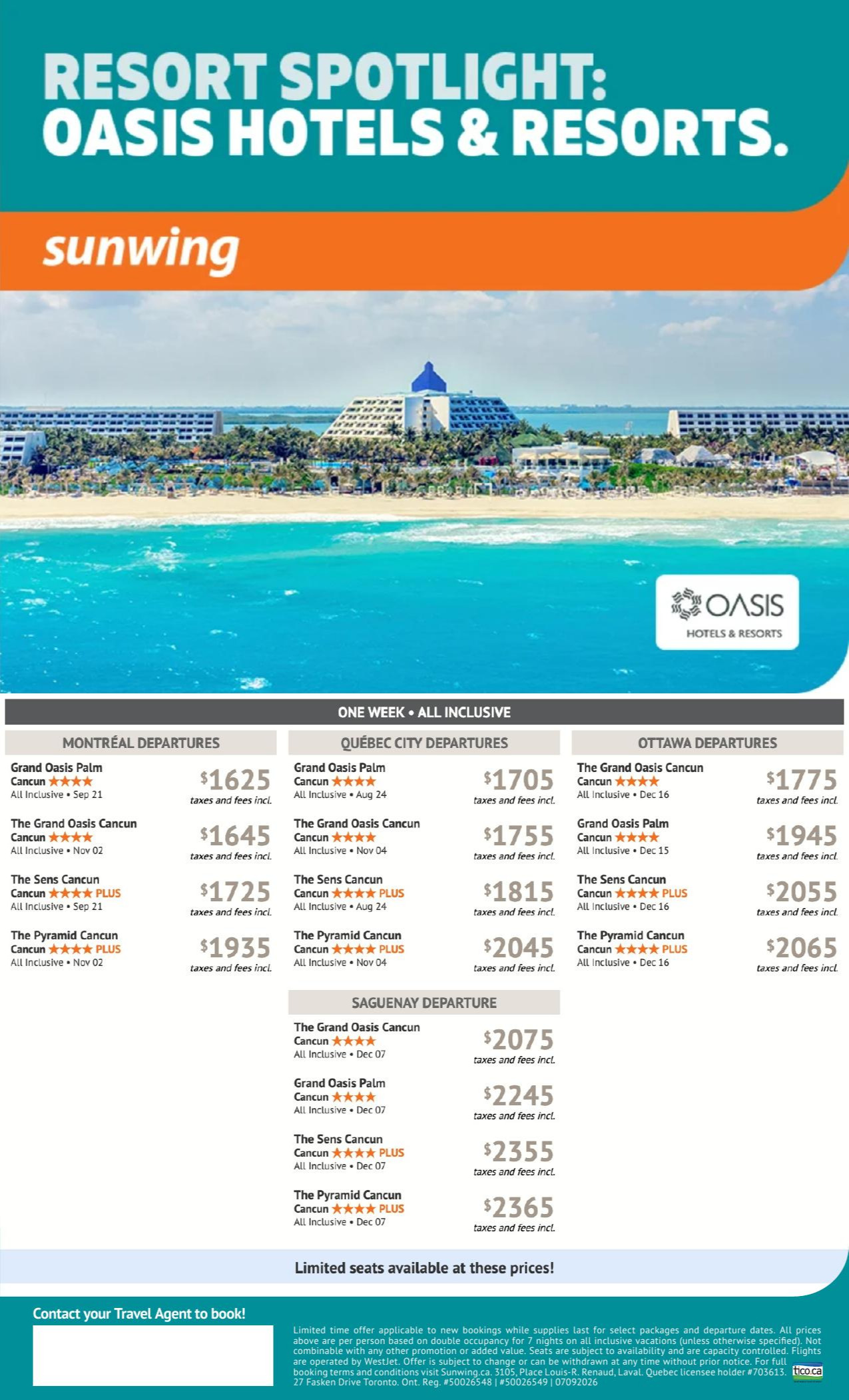 Sunwing Promotion Resort Spotlight : Oasis Hotels & Resorts with Partez en Voyage