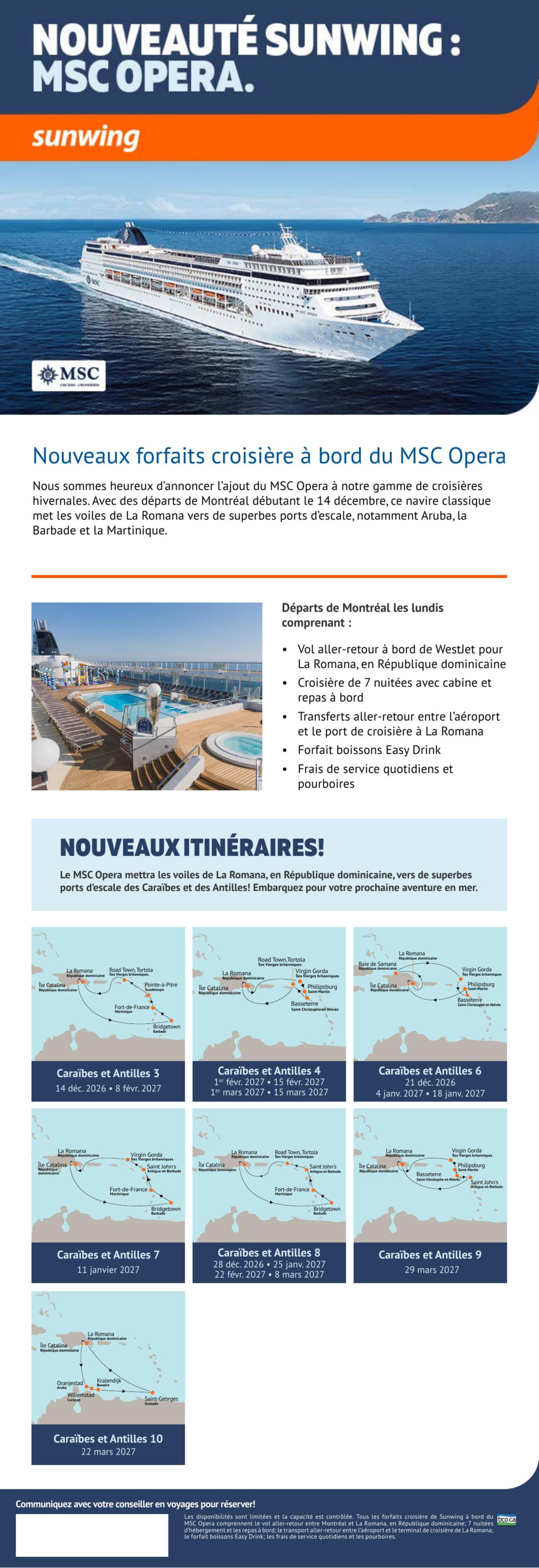Nouveauté Sunwing : MSC Opera avec Partez en Voyage